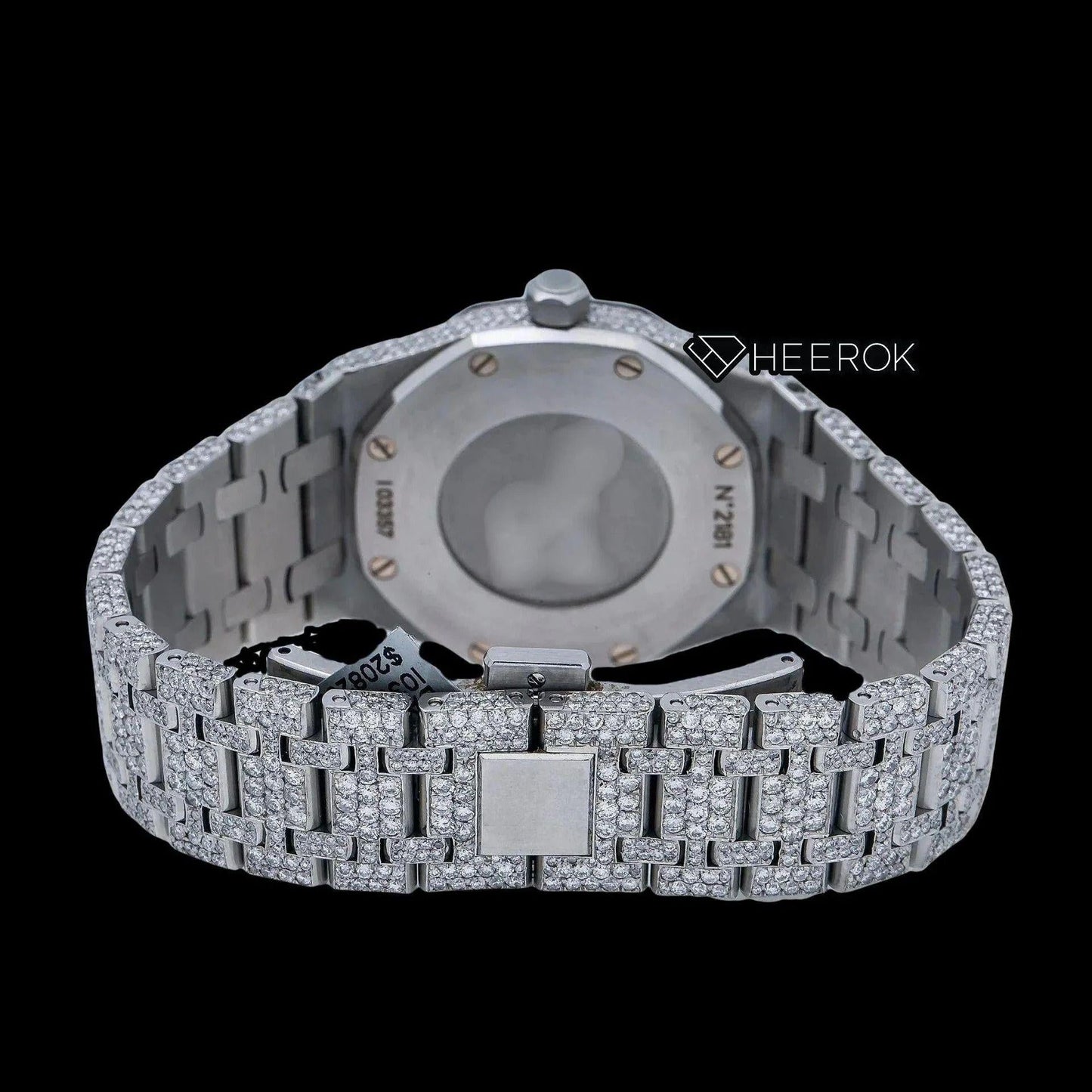 AP Royal Oak White Dial Stick Markers Diamond Bezel Bust Down Moissanite Diamond Watch For Women