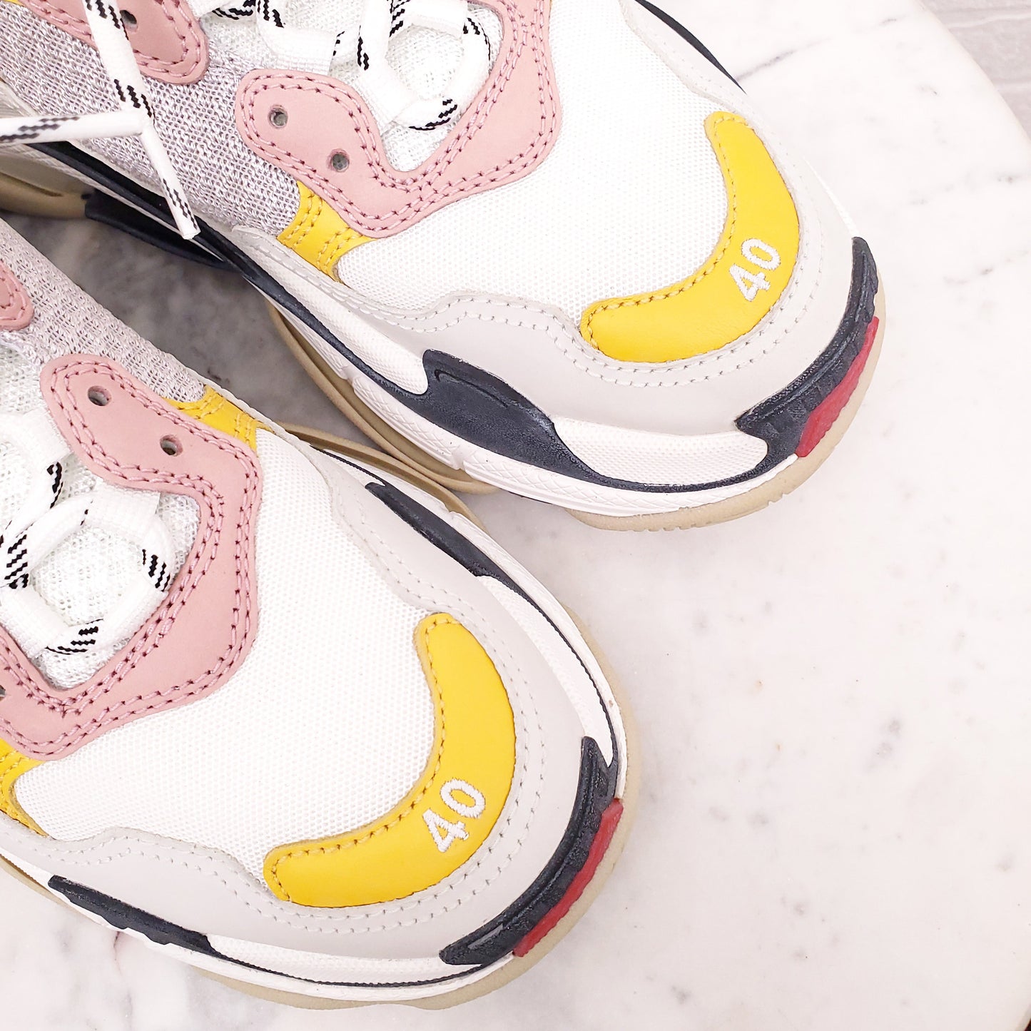 BALENCIAGA MESH/ROSE FLUO CLEAR SOLE SNEAKERS - SIZE 40