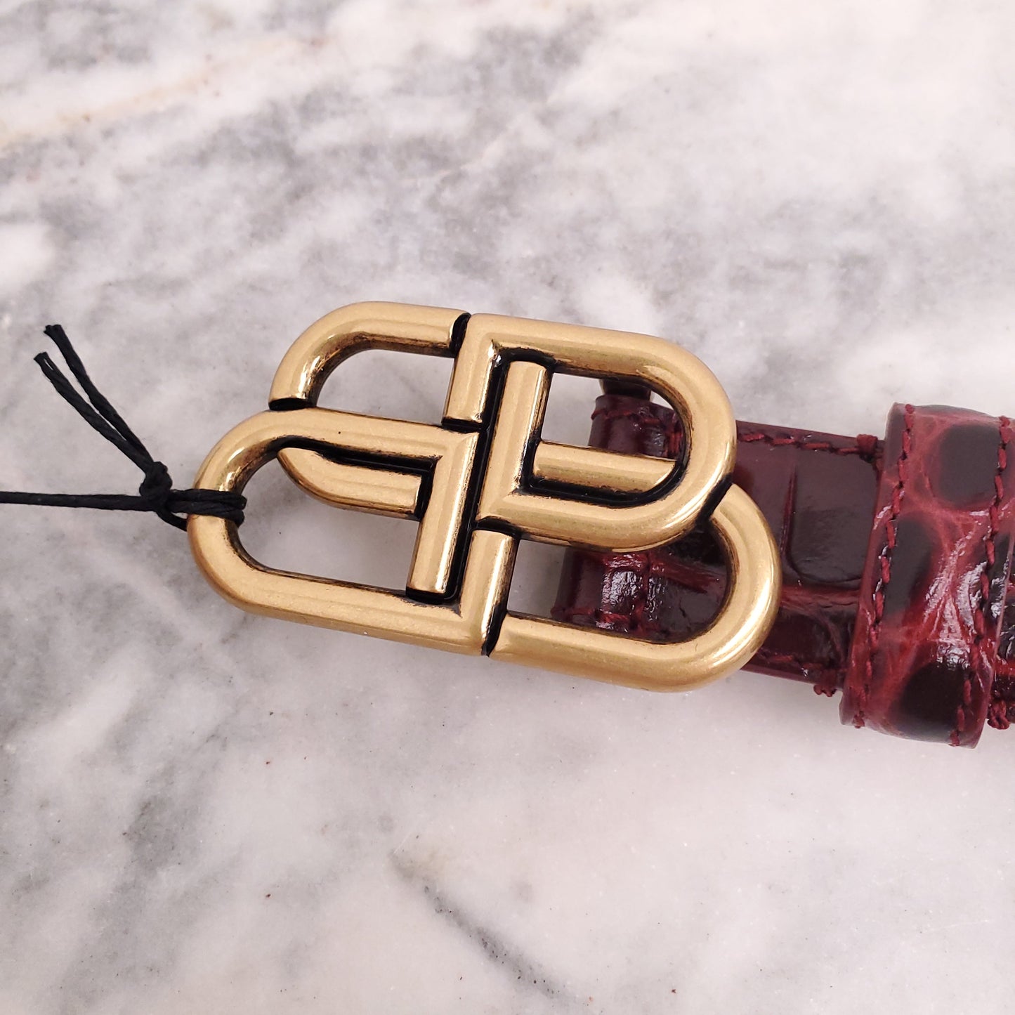 BALENCIAGA RED CROC LOGO BELT - SIZE 60
