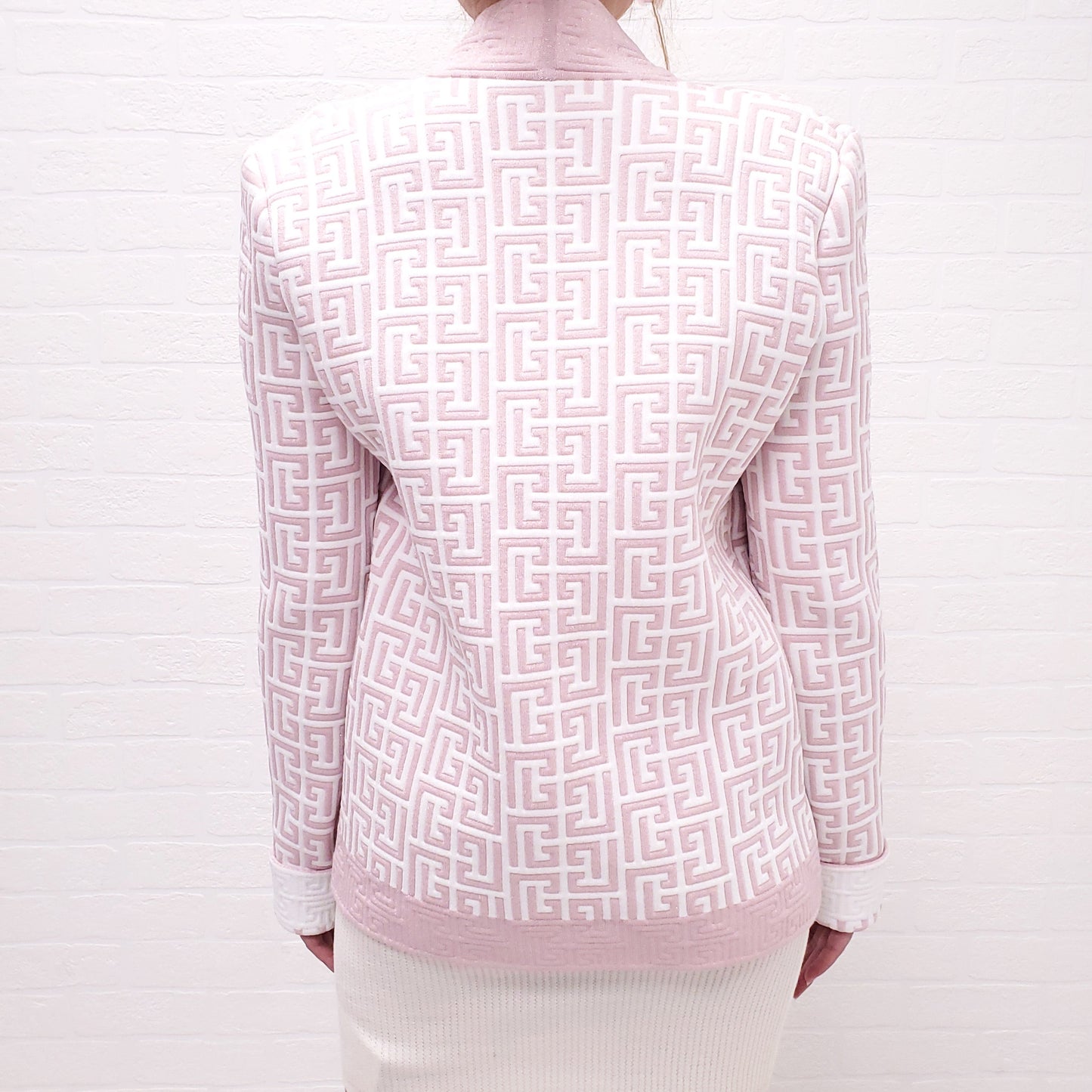 BALMAIN PINK MONOGRAM CARDIGAN - SIZE 40