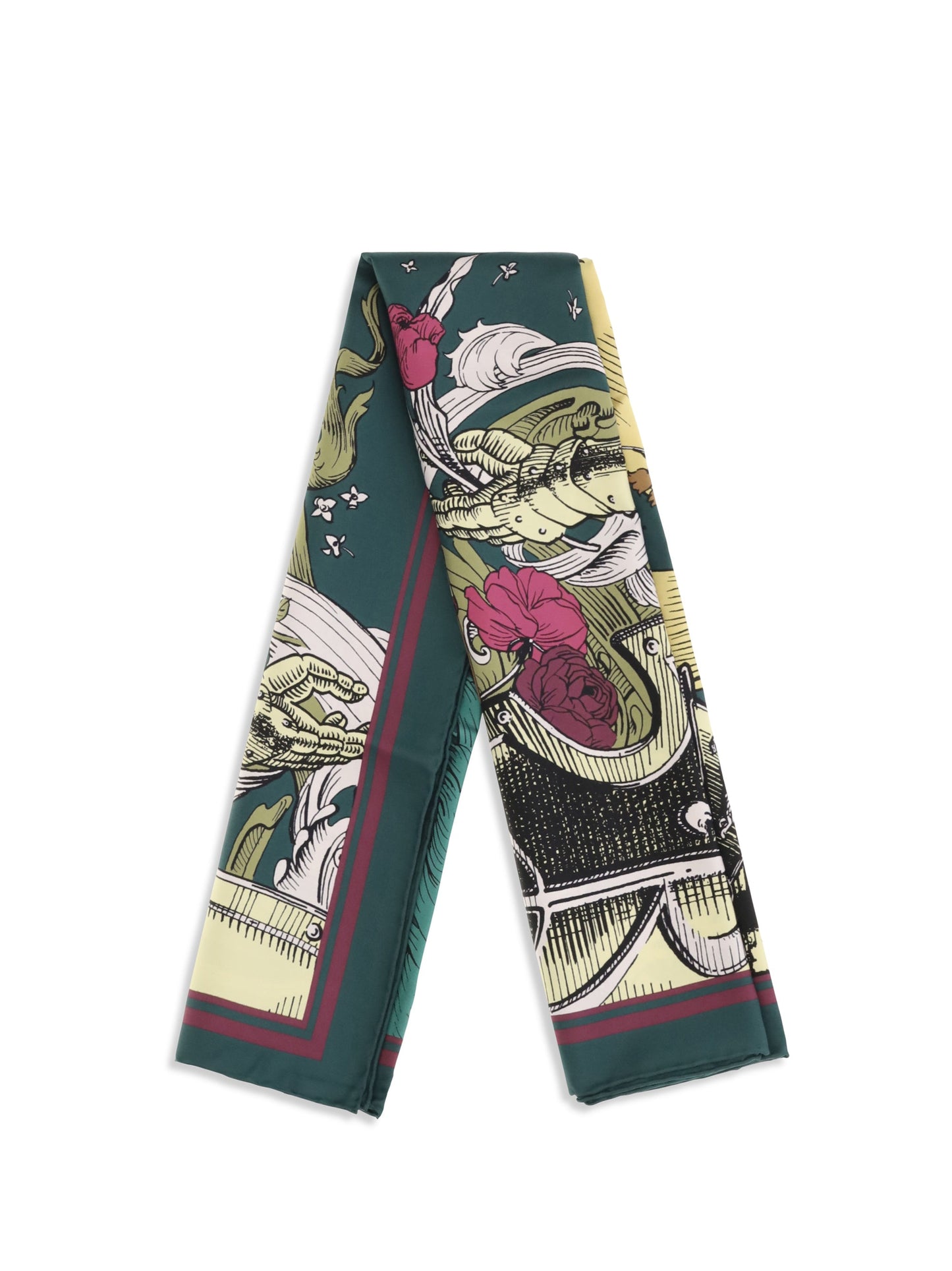 Burberry Men Silk Scarf With Etched Knight