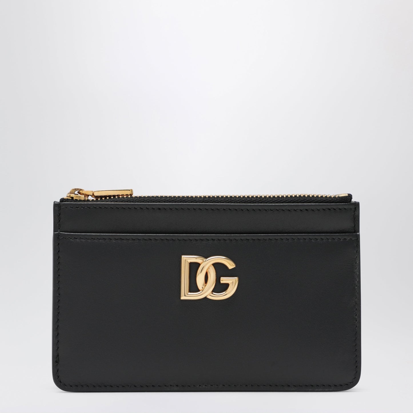Dolce&Gabbana Black Leather Zip Card Holder With Dg Logo Women