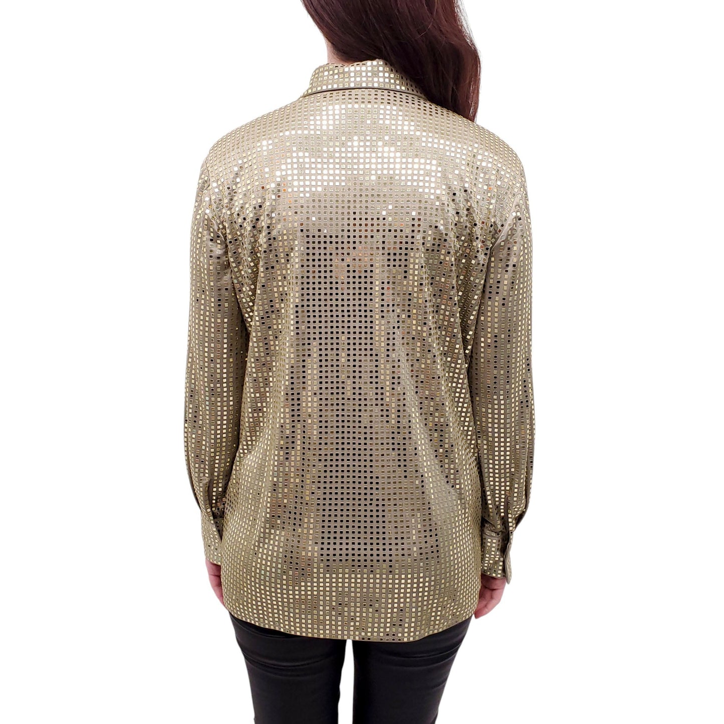 BOTTEGA GREEN SEQUIN BLOUSE - SIZE 44
