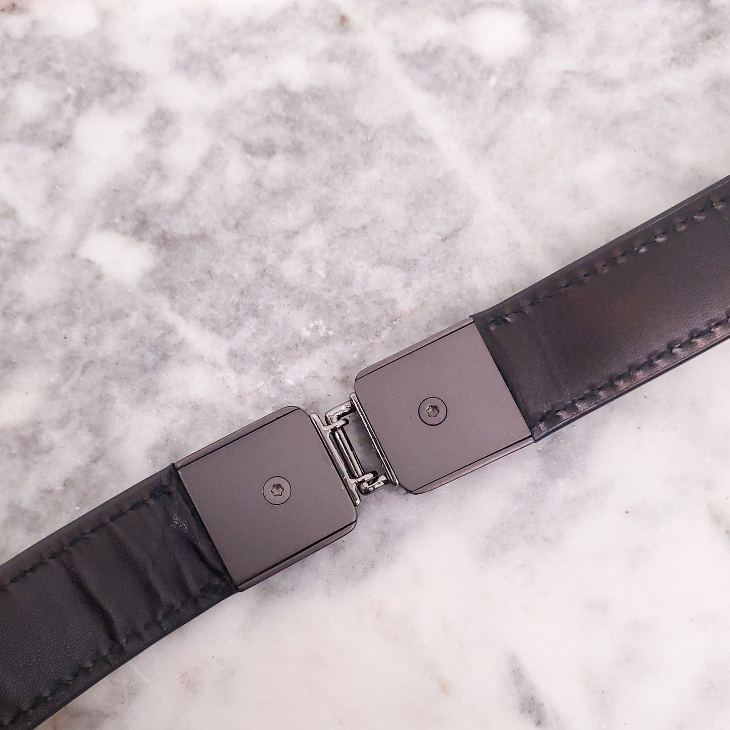 BOTTEGA VENETA SNAKESKIN BELT WITH SILVE DETAIL - SIZE 65