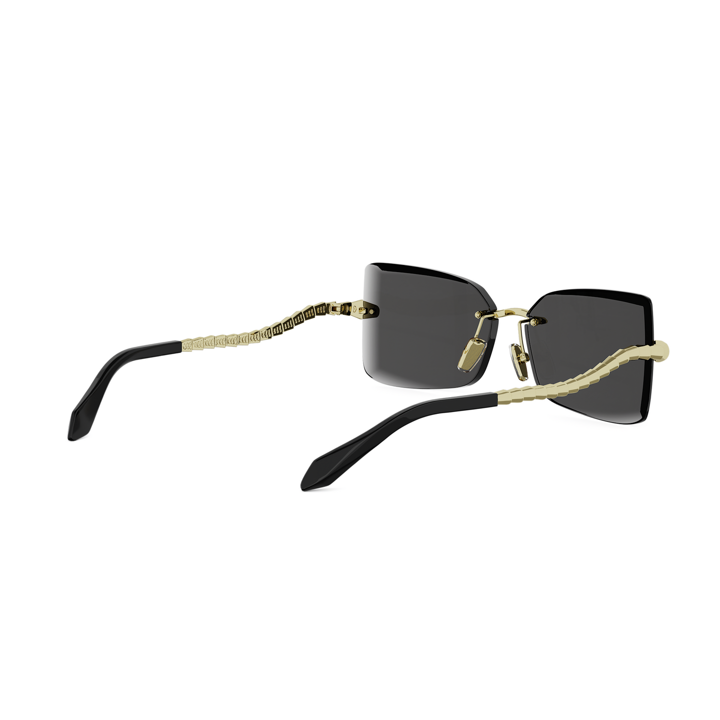 Shiny Gold Rectangular Metal Sunglasses