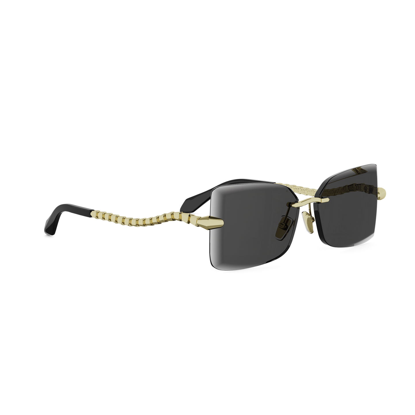 Shiny Gold Rectangular Metal Sunglasses