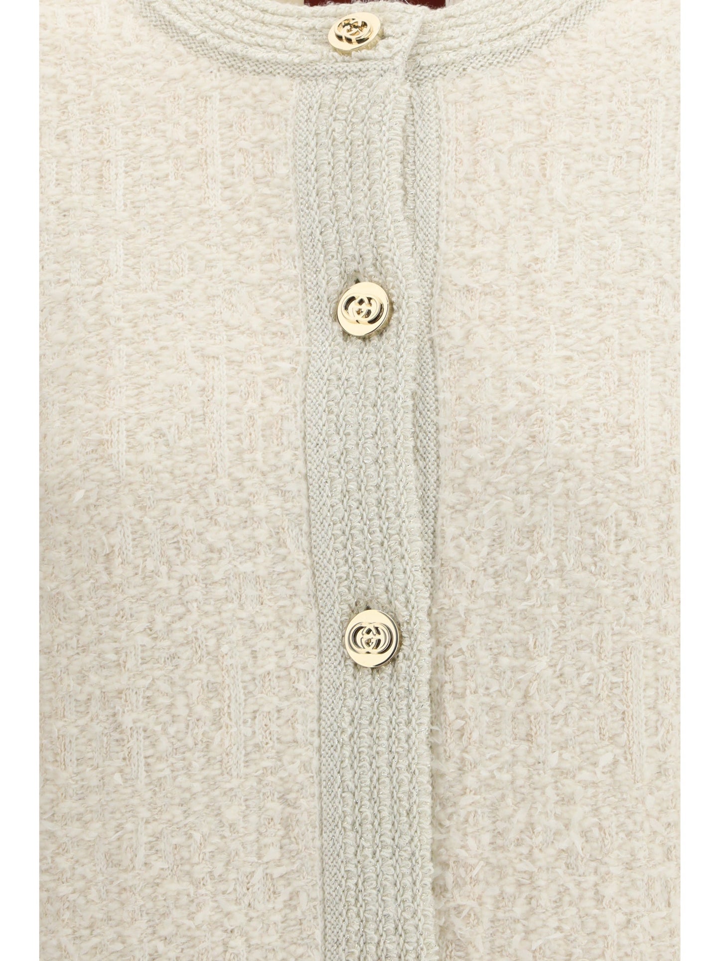 Gucci Women Bouclé Lamé Wool Cardigan