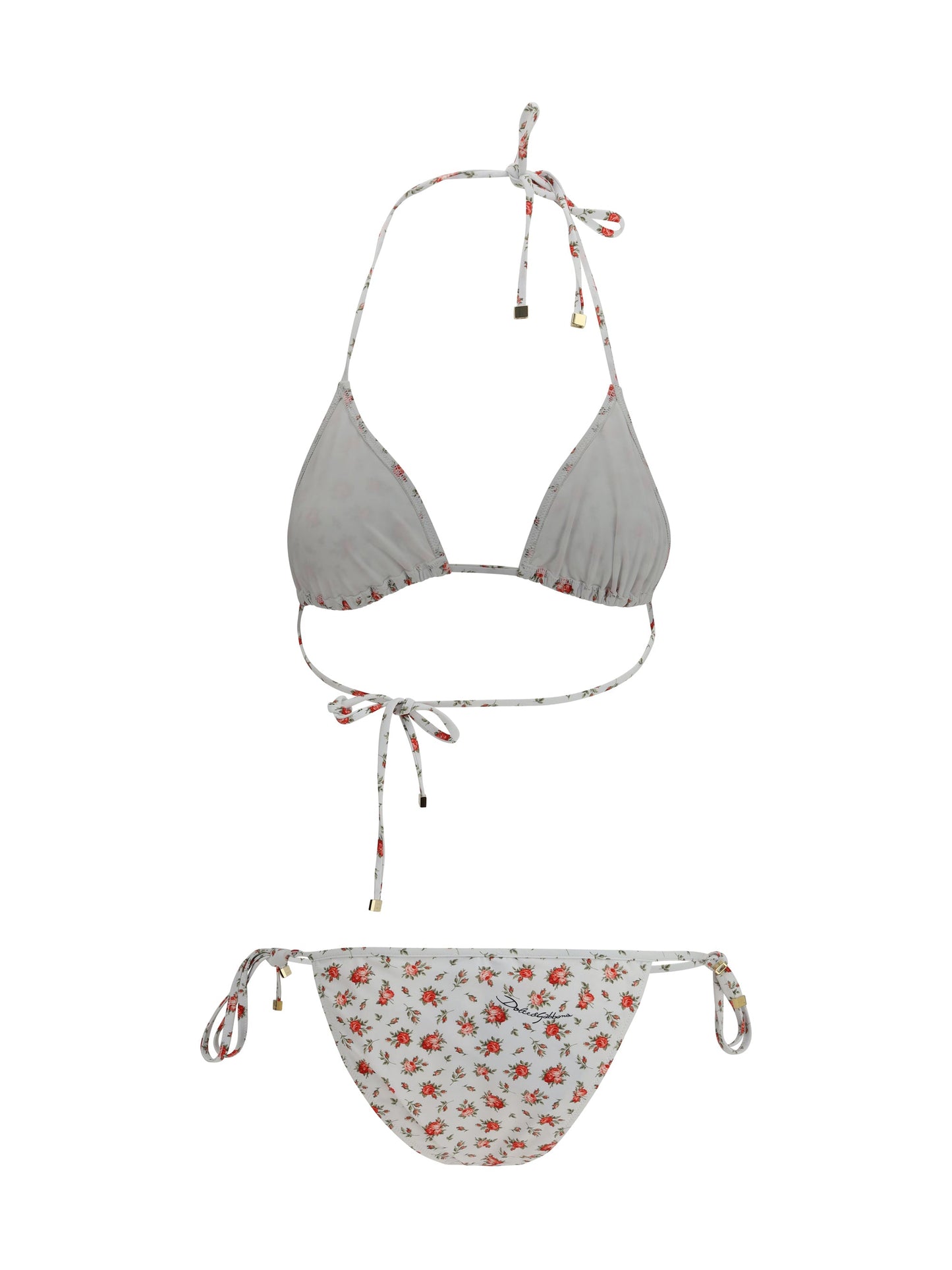 Dolce & Gabbana Women Triangle Bikini With Roselline Print