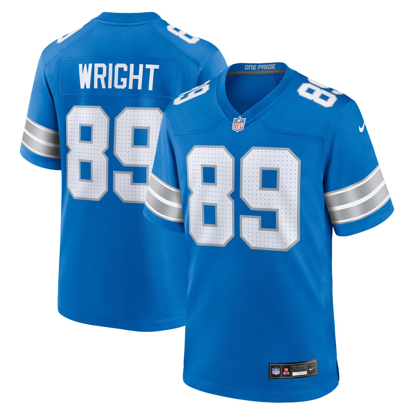 Detroit Lions Brock Wright Blue Team Game Jersey