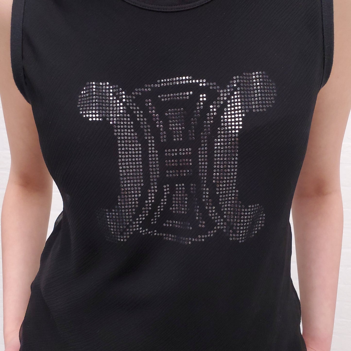 CELINE VINTAGE BLACK TRIOMPHE TANK TOP - SIZE M
