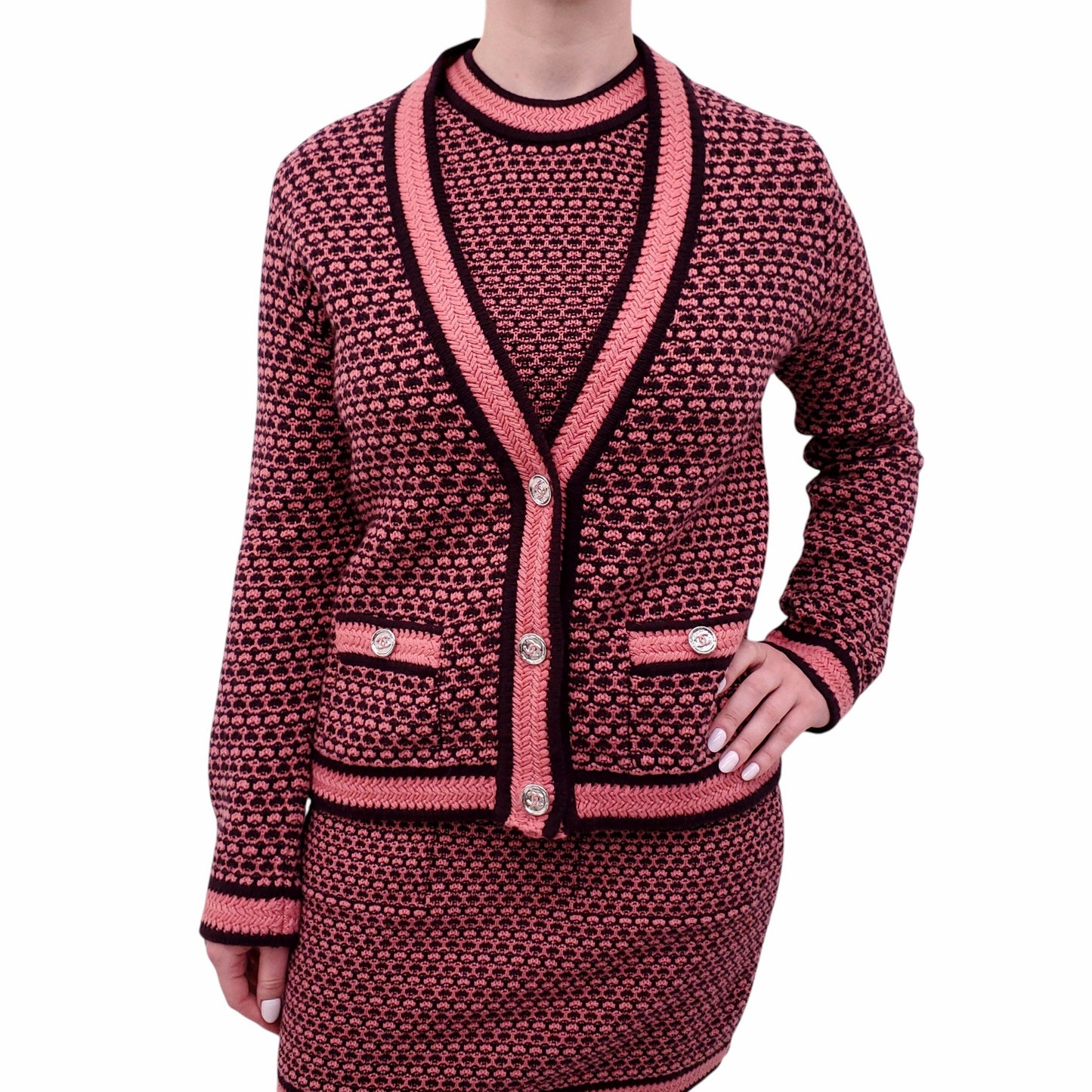CHANEL 2023 CARDIGAN WITH CC LOGO BUTTONS - SIZE 36
