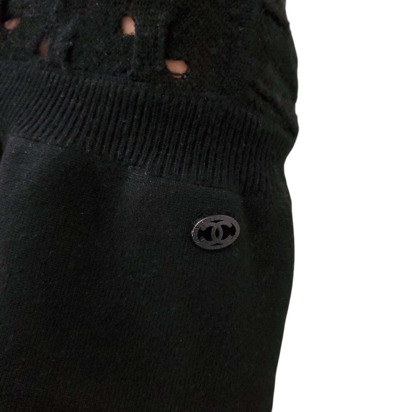 CHANEL BLACK CASHMERE SWEATER DRESS - SIZE 38