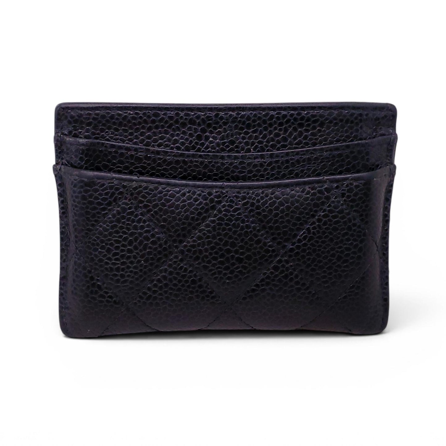 CHANEL BLACK LAMBSKIN LEATHER CARD HOLDER