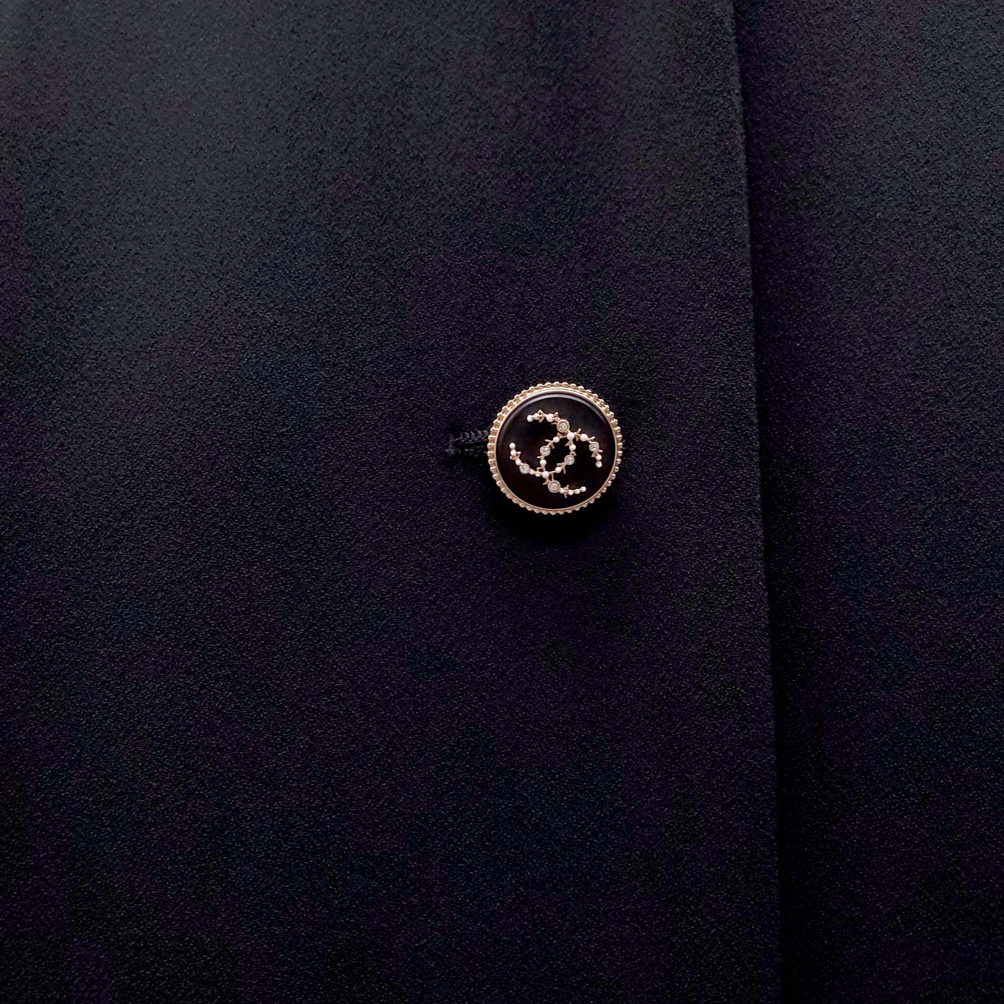 CHANEL BLACK TRENCH COAT WITH GOLD CHAIN DETAIL - SIZE 38