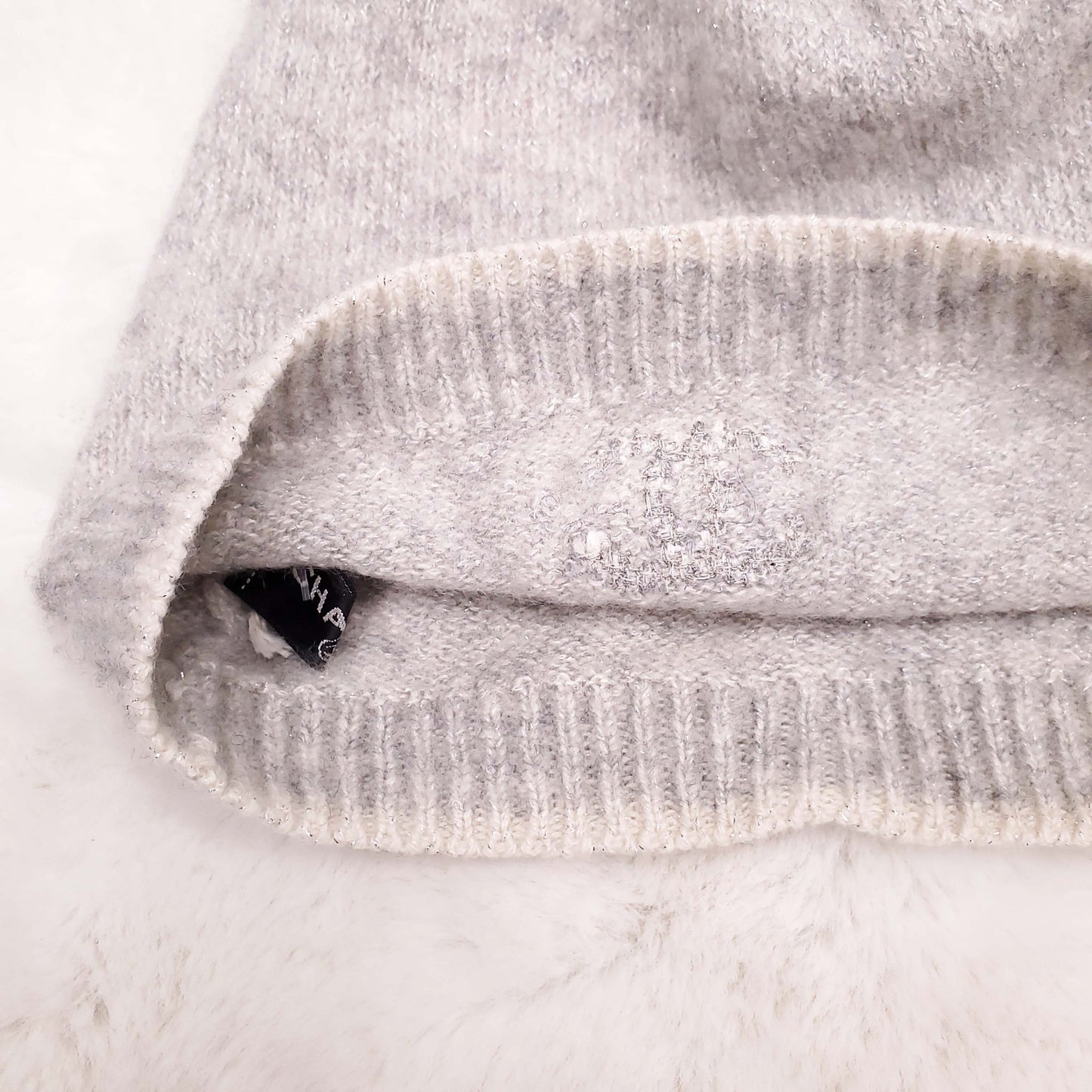 CHANEL GREY CASHMERE LOGO HAT