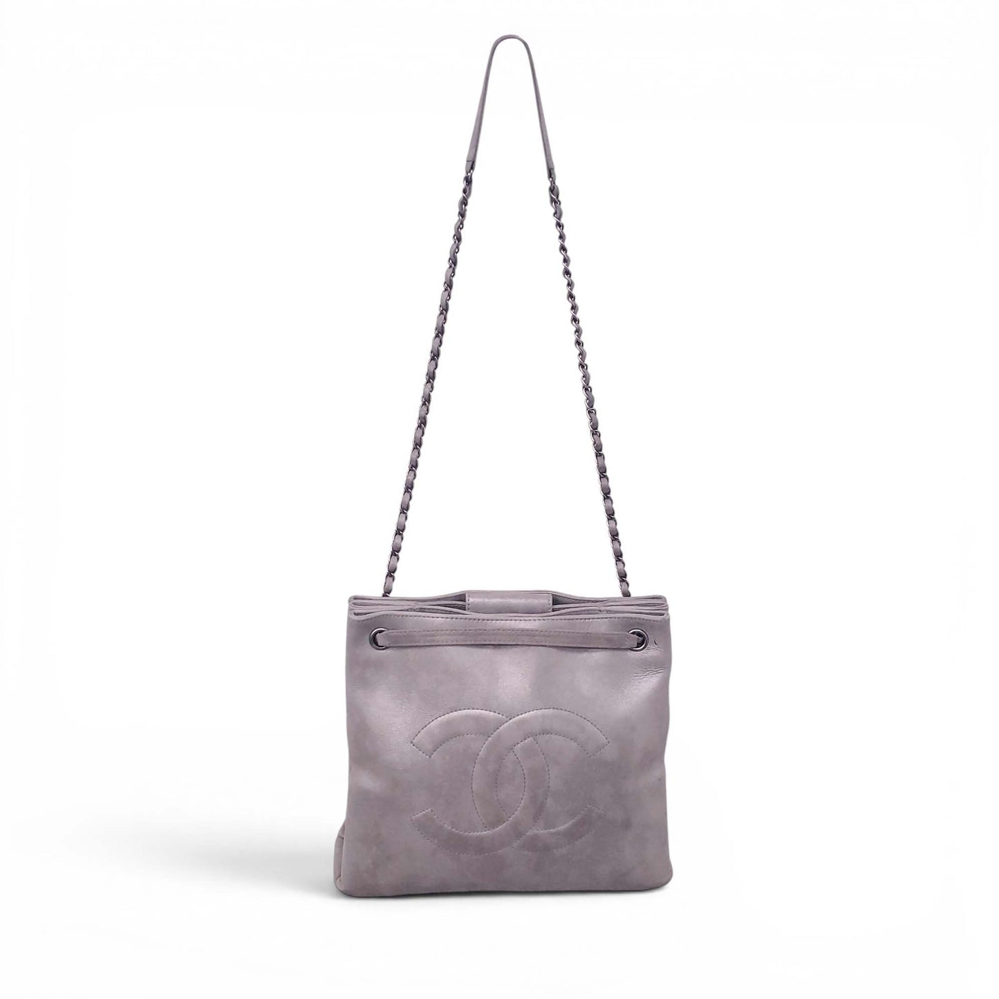 CHANEL SILVER SQUARE PARIS-SEOUL RIME ACCORDION TOTE BAG