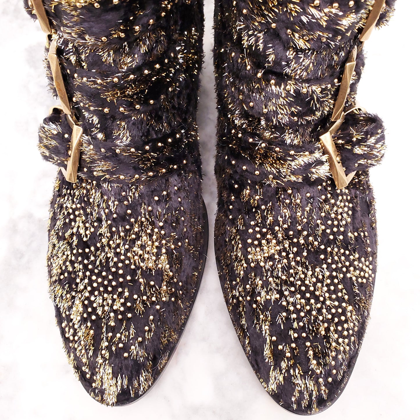 CHLOE METALLIC SUZANNE BOOTIES - SIZE 36.5