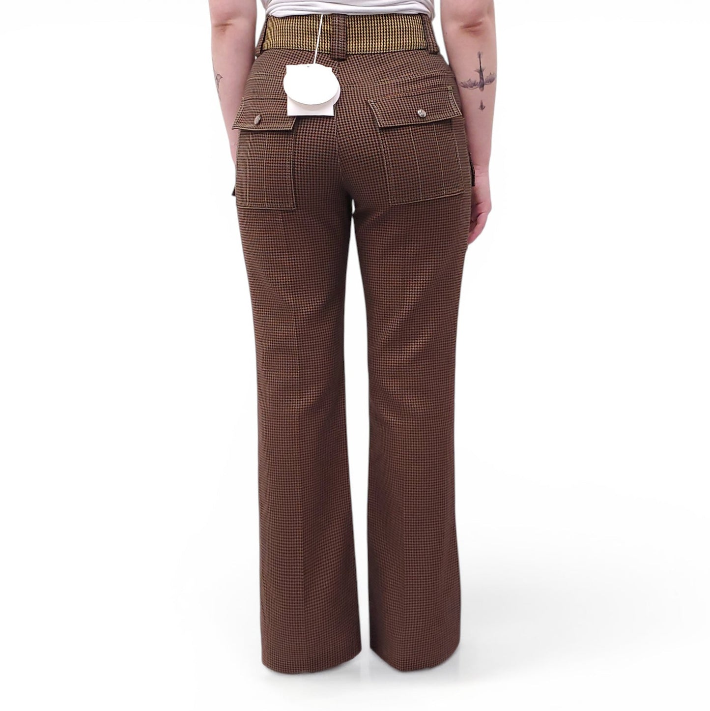 CHLOÉ PLAID CARGO FLARE TROUSERS - SIZE 38