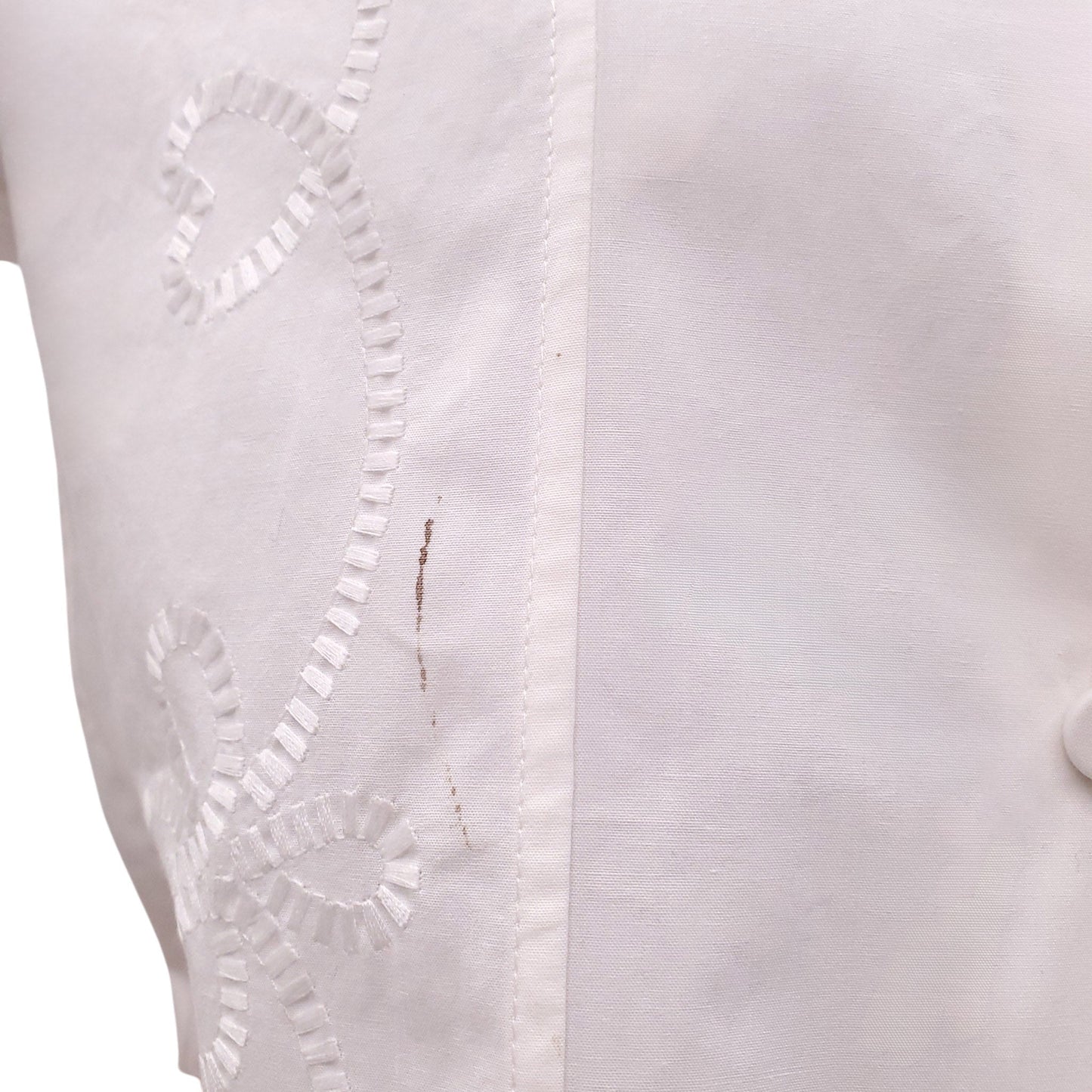 CHLOÉ WHITE EMBROIDERED POPLIN BLOUSE - SIZE 38