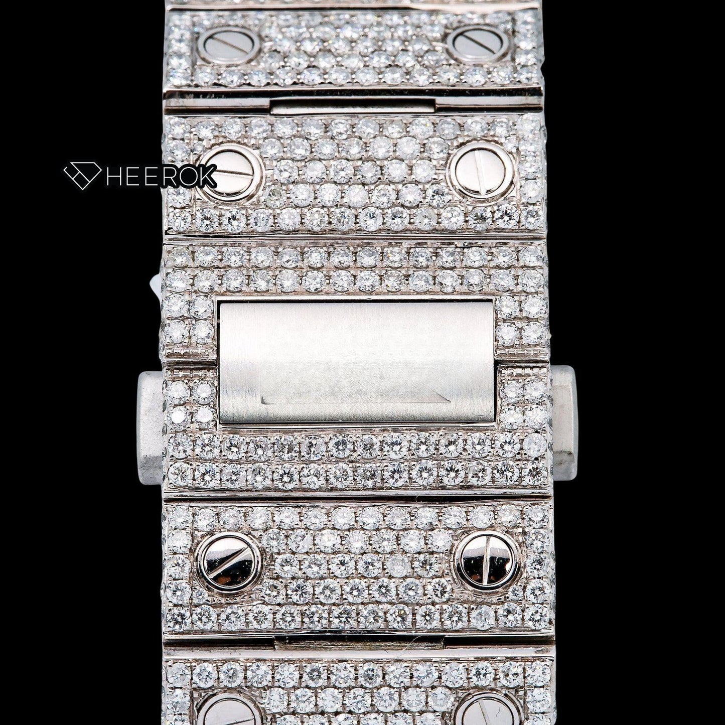 Cartier Santos Yellow Gold Full Pave Dial Roman Numerals Diamond Bezel Fully Iced Moissanite Diamond Watch