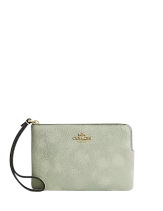 Coach Corner Zip Wristlet With Floral Print