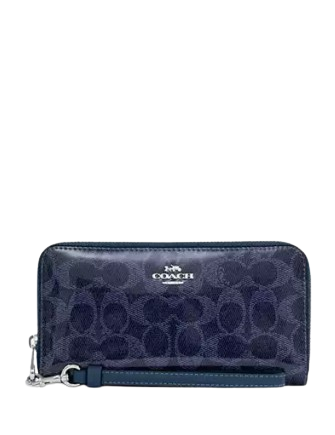 Coach Long Zip Around Wallet In Signature Canvas