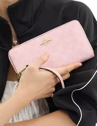 Coach Long Zip Around Wallet In Signature Canvas