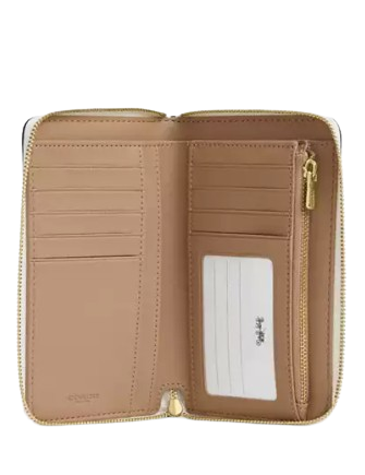 Coach Medium Id Zip Wallet In Signature Canvas With Varsity Stripe