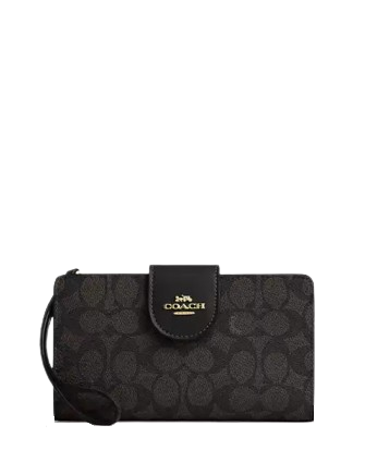 Coach Phone Wallet In Signature Canvas