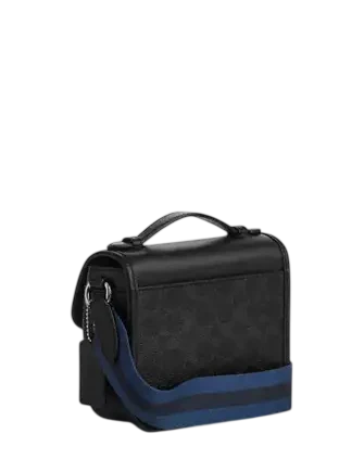 Coach Racer Crossbody Bag In Signature Canvas With Varsity Stripe Webbing