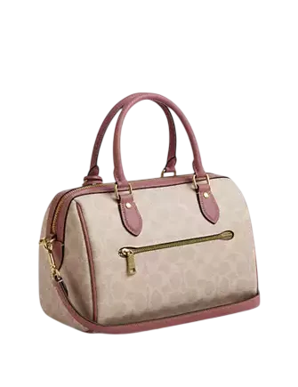Coach Rowan Satchel Bag In Signature Canvas With Heart Charm