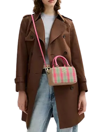 Coach Satchel Crossbody Bag With Plaid Print