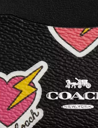 Coach Slim Id Card Case With Heart Bolt Print