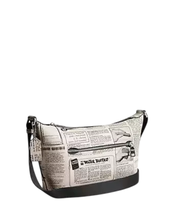 Coach Small Finn Crossbody Bag With Pouch And Newspaper Print