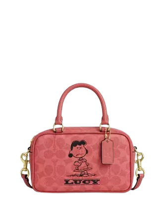 Coach X Peanuts Satchel Crossbody Bag In Signature Canvas With Lucy