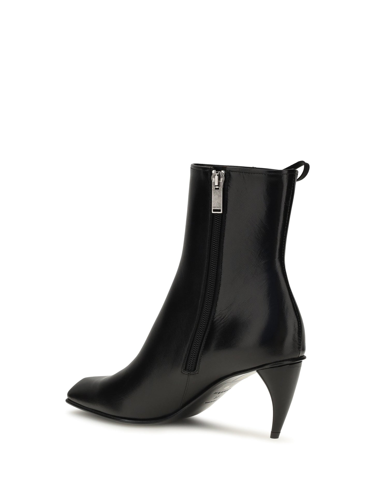 Alexander Mcqueen Women Curved-Heel Ankle Boots With Side Lacing