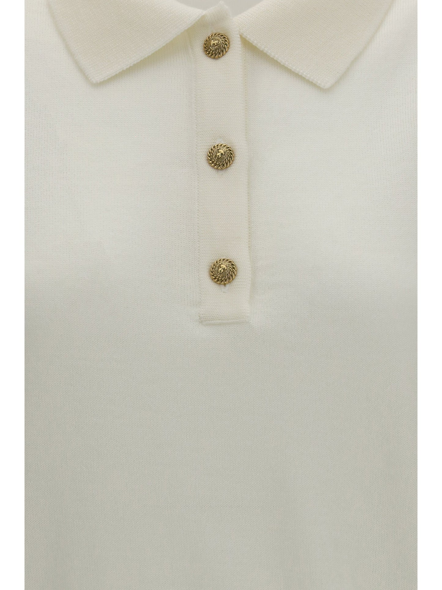 Balmain Women Wool Polo With Vintage Buttons