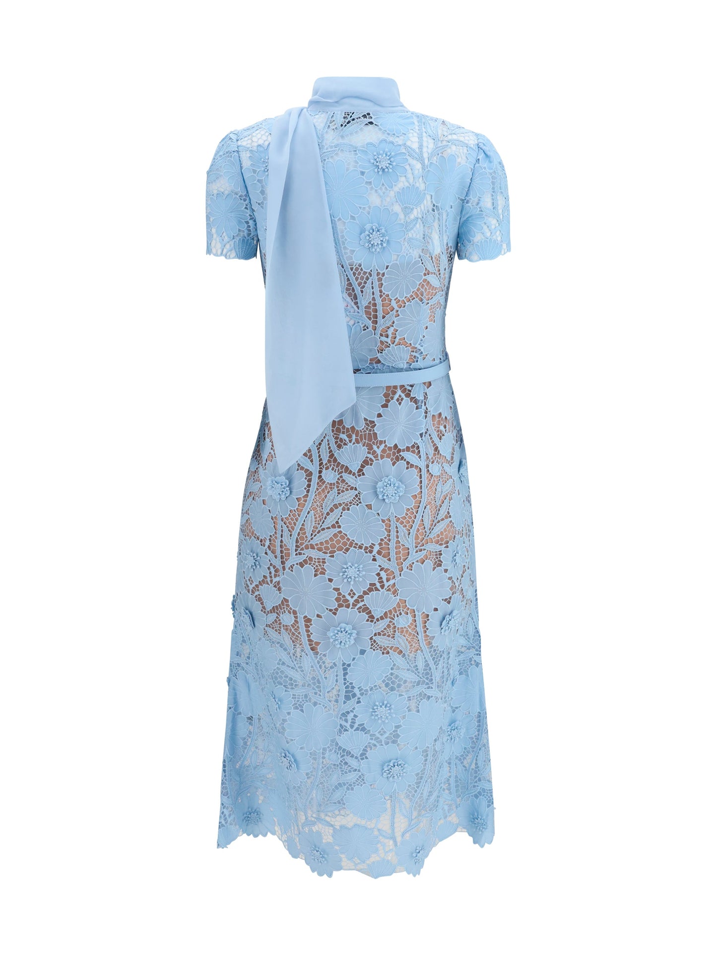 Self-Portrait Women Midi Lace Dress With Bow Collar