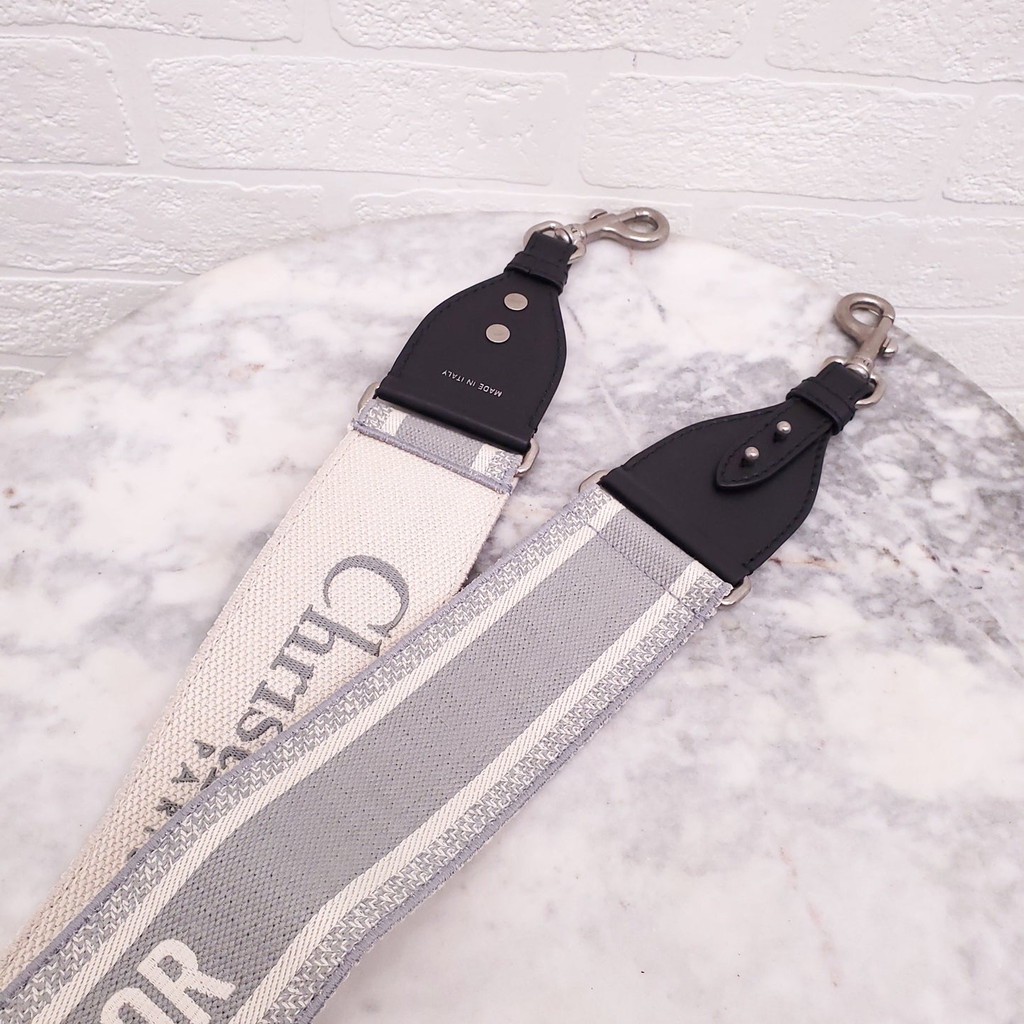 DIOR GREY LOGO PURSE STRAP