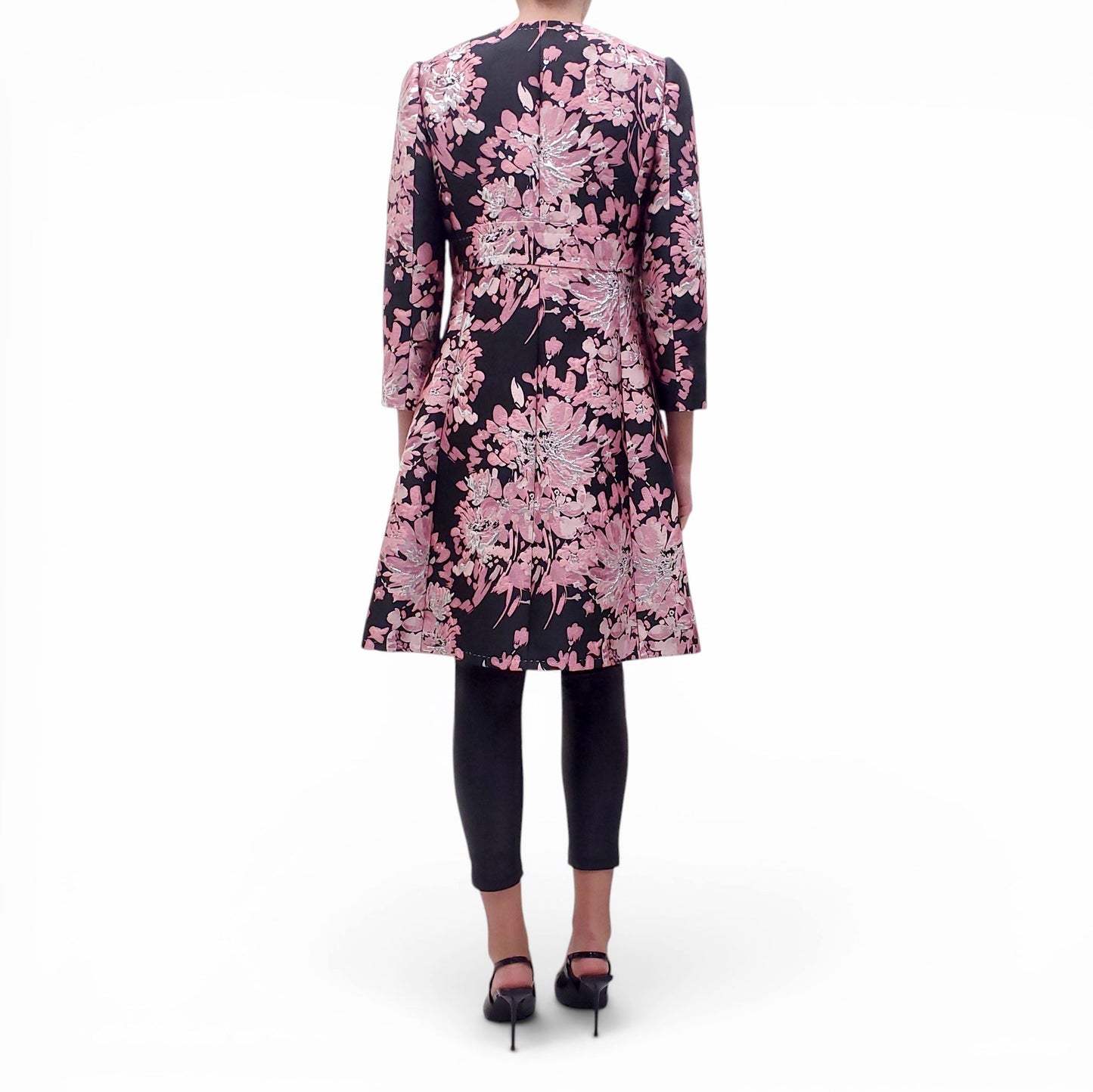 DOLCE & GABBANA ROSE JACQUARD COAT WITH FLORAL BUTTONS - SIZE 42