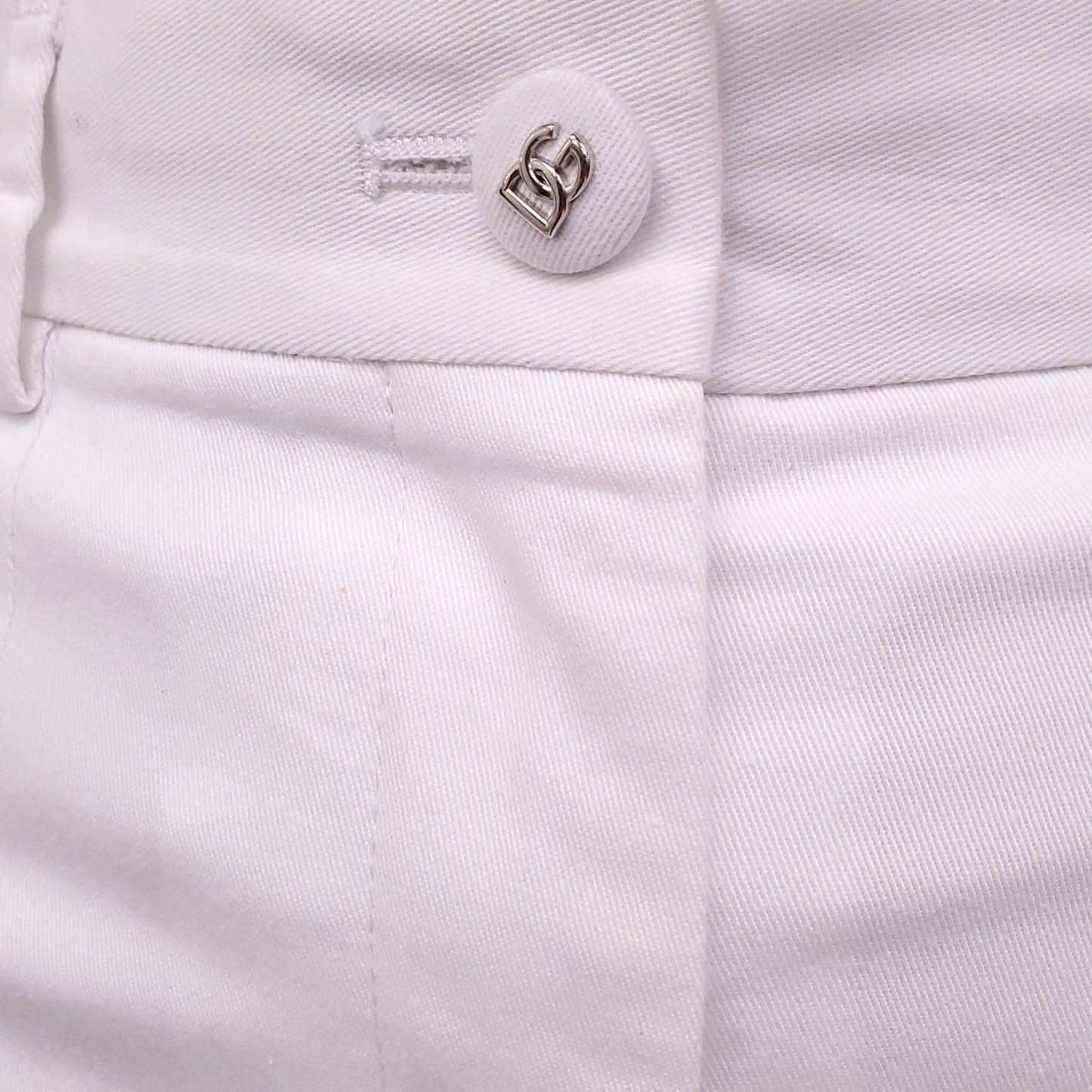 DOLCE & GABBANA WHITE TROUSERS WITH DG LOGO BUTTONS - SIZE 38
