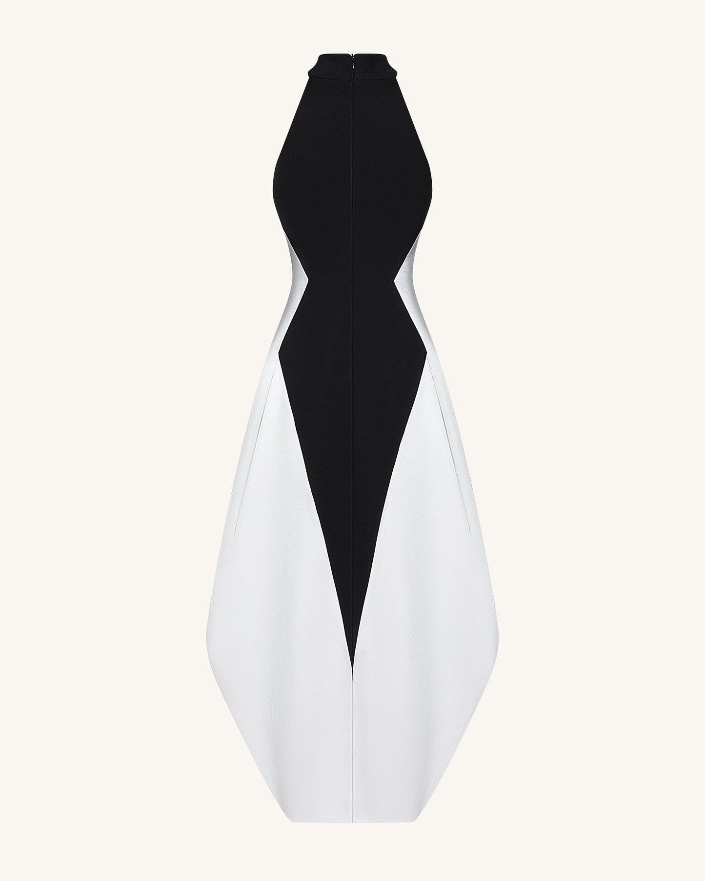 Monochrome Paneled Maxi Dress – Black
