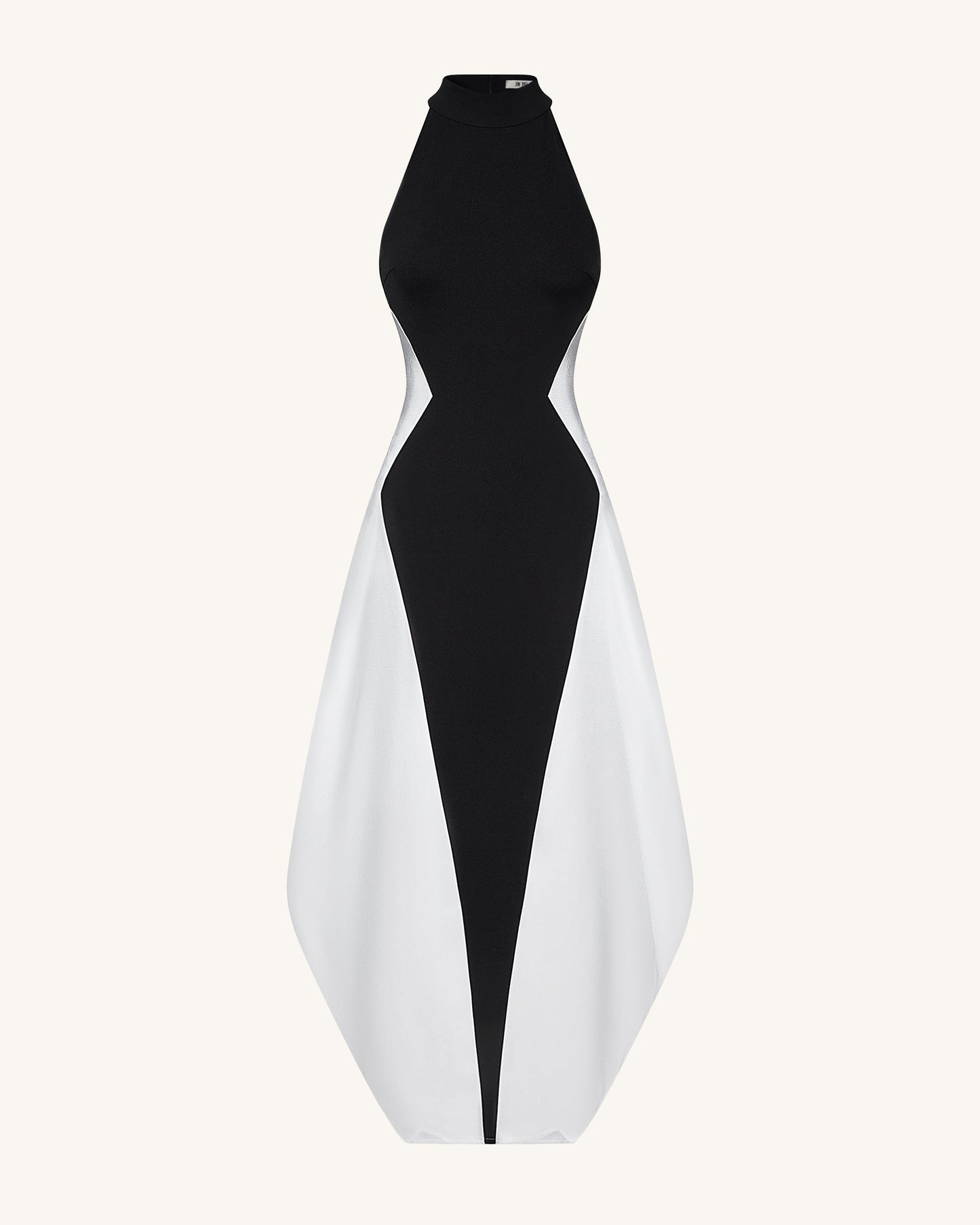 Monochrome Paneled Maxi Dress – Black