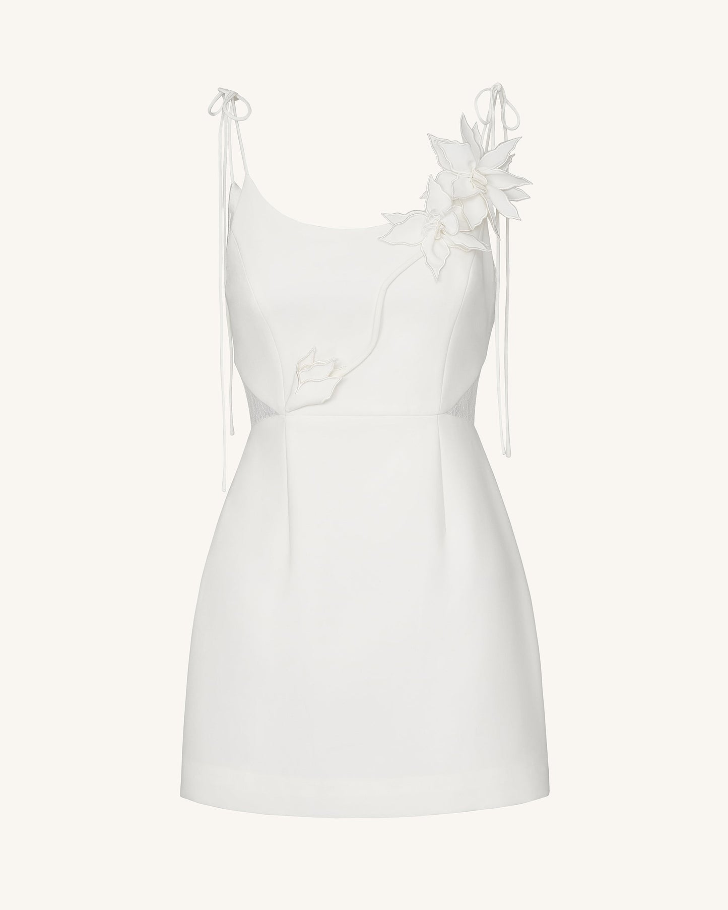 Floral Vine Tie Dress - White