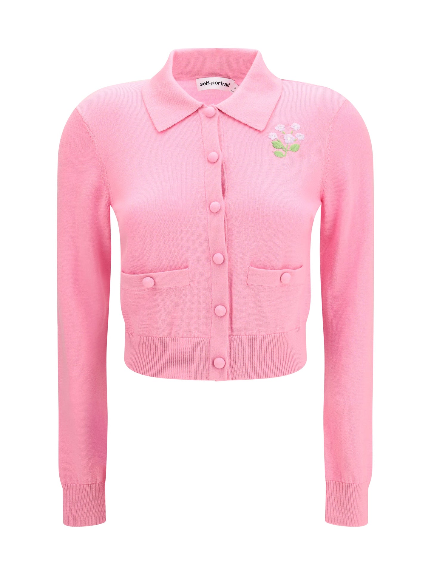 Self-Portrait Women Floral Embroidered Knit Cardigan