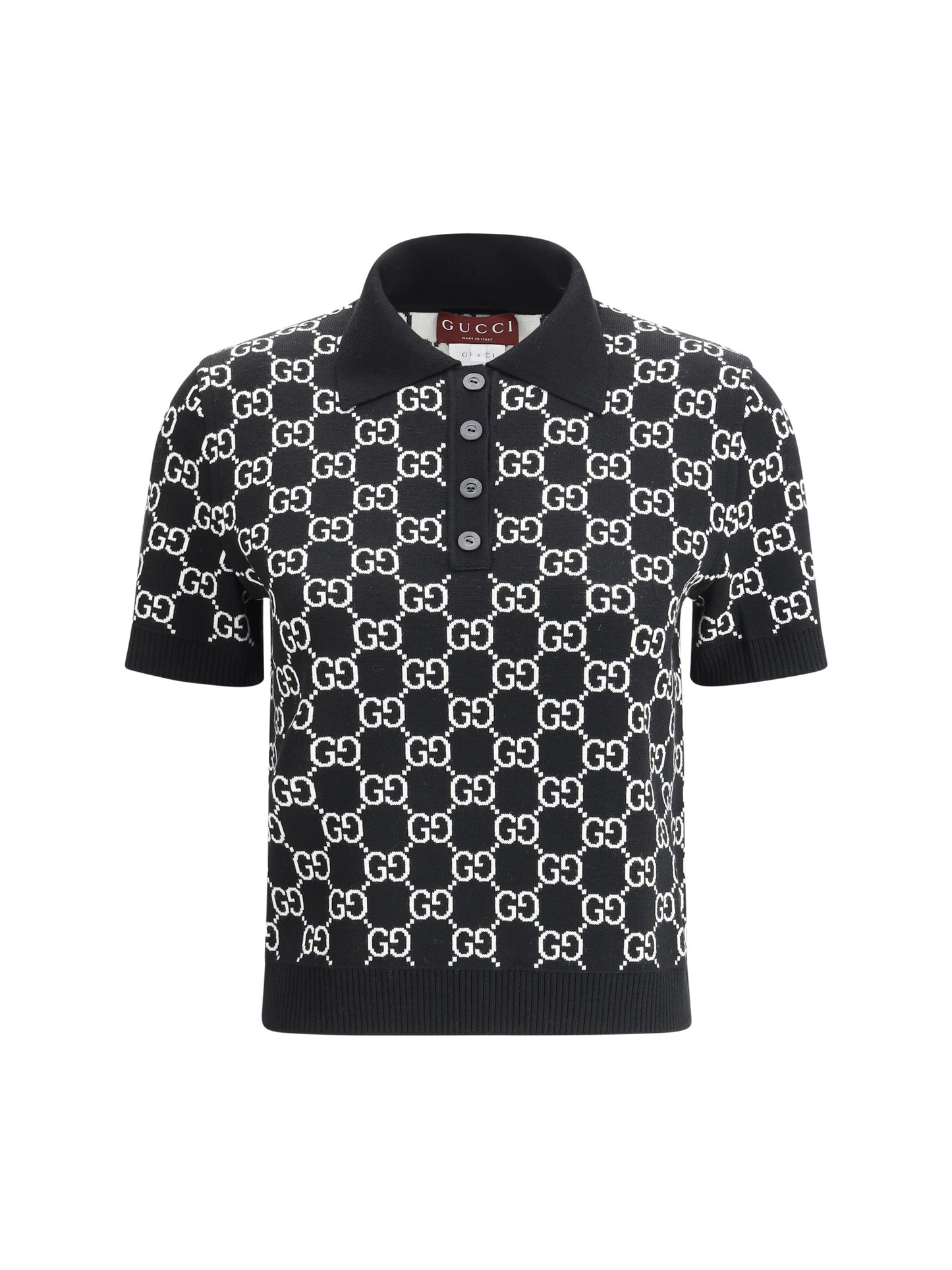 Gucci Women Gg Wool Jacquard Polo Top