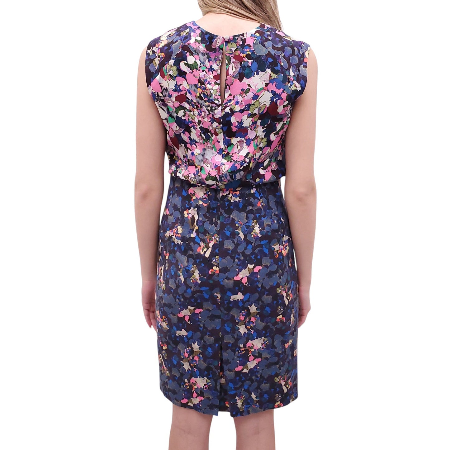 ERDEM PINK AND BLUE PATTERNED DRESS - SIZE 6