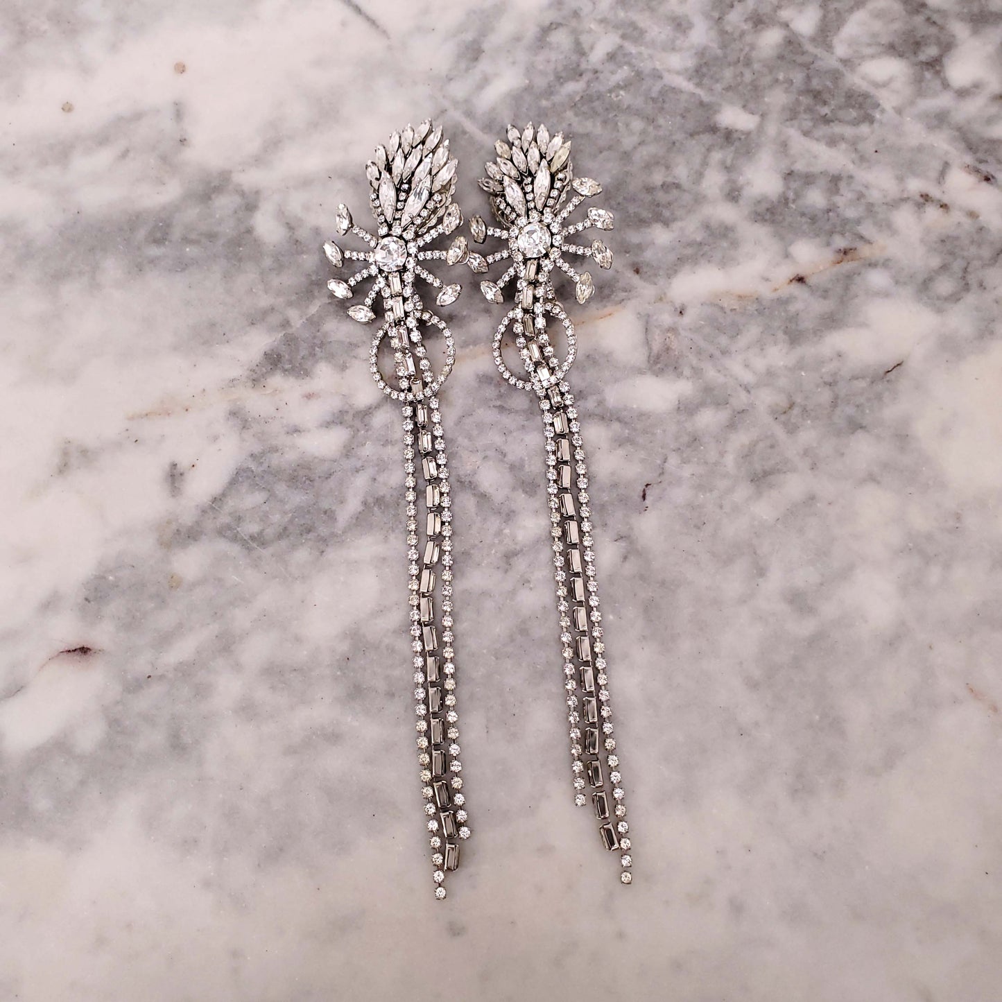 ERICKSON BEAMON CRYSTAL DROP CLIP ON EARRINGS