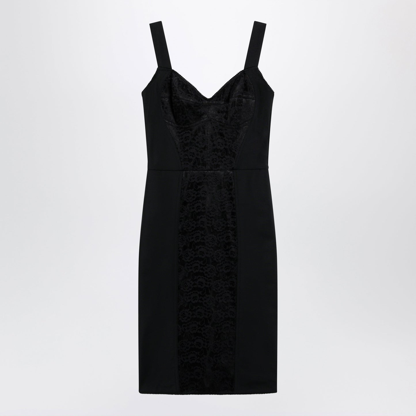 Dolce&Gabbana Black Sheath Dress With Lace Details Women
