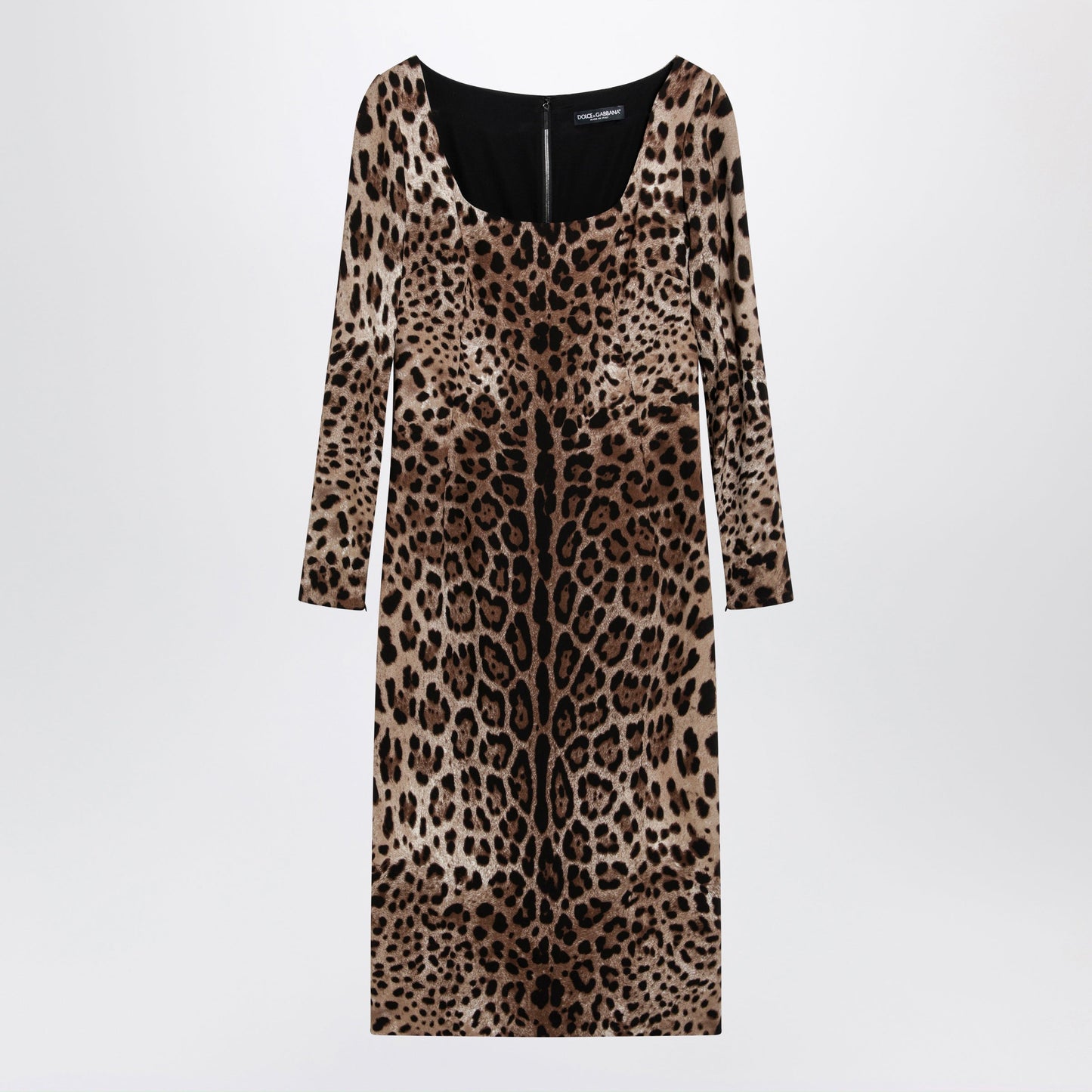Dolce&Gabbana Leopard-Print Long-Sleeve Dress In Viscose Women